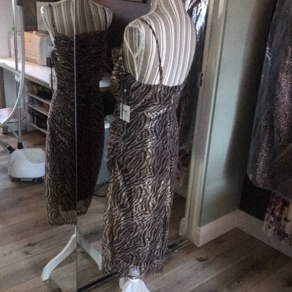 🔥Laundry, Shelli Segal, metallic zebra, ruched dress - Picture 10 of 13